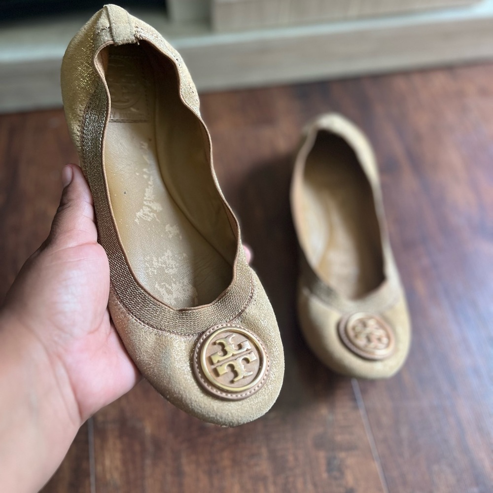 Tory Burch glitter stretch ballerina flats